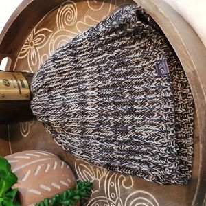 Orb toque grey/black knit.  Acrylic and wool blend.